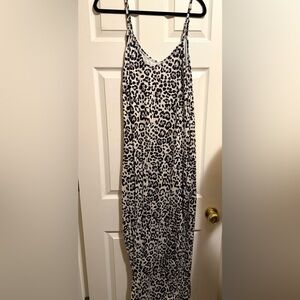 Leopard Print Maxi Dress with Pockets